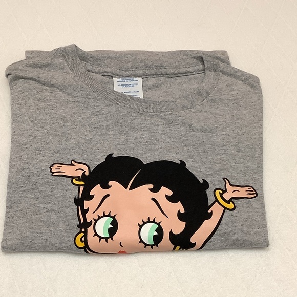 no brand Tops - Betty Boop Gray Cartoon Character Women's Tee